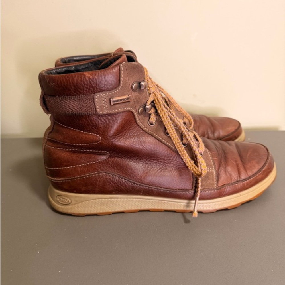 Chaco Brown Leather Lace-Up Ankle Boots with Tan Soles